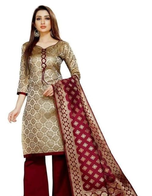 Trendy Banarasi Silk Salwar Suit Dress Material