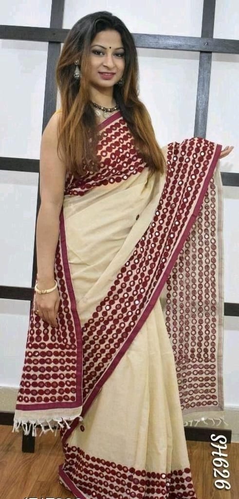 Sizzling Embroidered Cotton Silk Saree