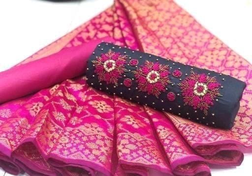 Stunning Jam Silk Soft Cotton Embroidered Salwar Suit Dress Material