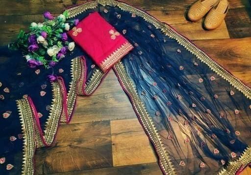 Graceful Net Embroidered Saree