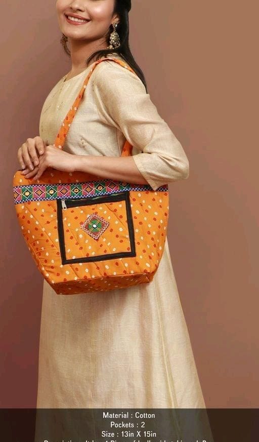 Stylish Cotton Kutchi Work Handbag