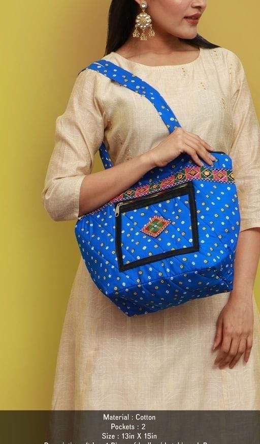 Stylish Cotton Kutchi Work Handbag