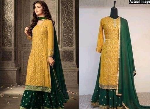 Beautiful Faux Georgette Embroidered Salwar Suit Dress Material