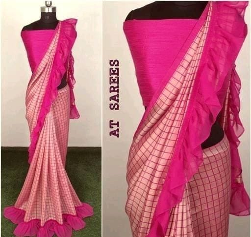 Trendy Vichitra Silk Ruffle Saree