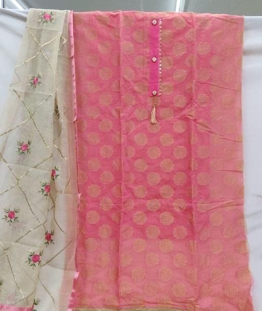 Trendy Chanderi Silk Salwar Suit Dress Material