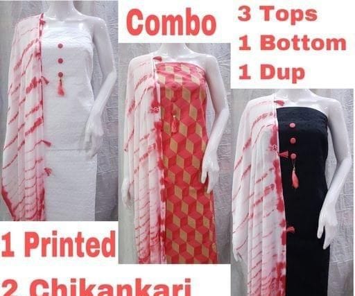 Trendy Three Tops Cotton Salwar Suit Dress Material