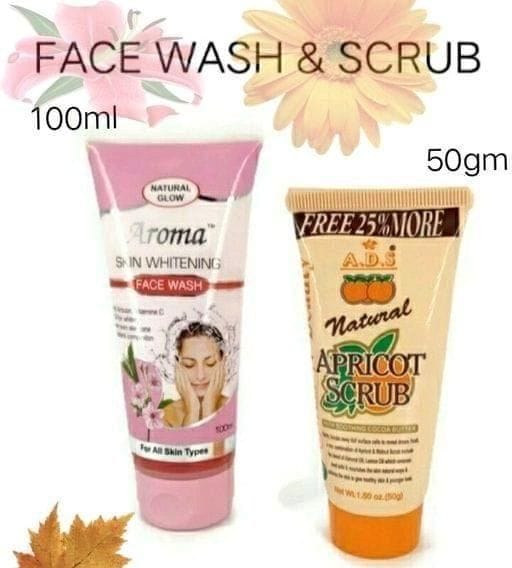 Aroma Skin Whitening Face Wash & Ads Apricot Scrub