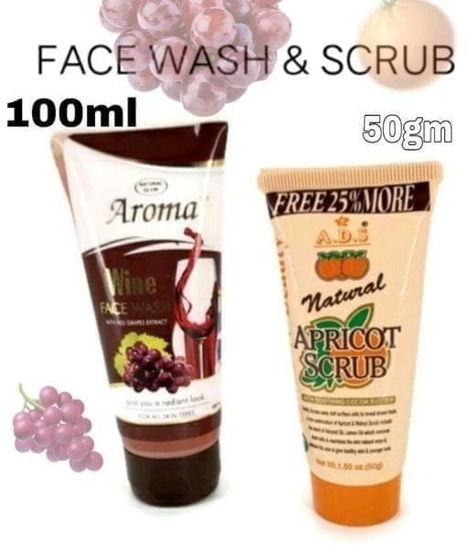 Aroma Wine Face Wash & Ads Apricot Scrub