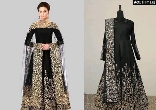 Gorgeous Tafetta Silk Embroidered Salwar Suit Dress Material