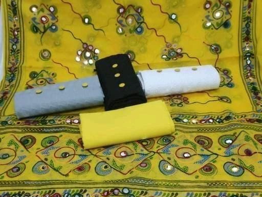 Designer Three Tops Chickankari Cotton Salwar Suit Dress Material