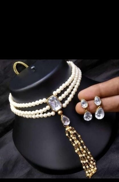 Colorful Trendy Alloy & Pearl Women's Jewellery Set