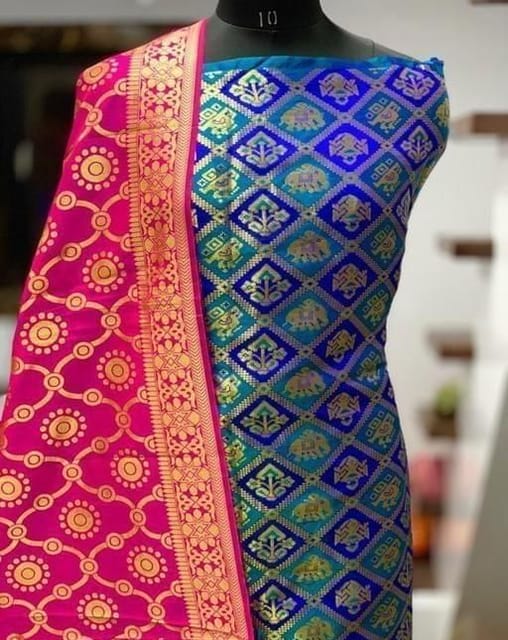 Fancy Banarasi Silk Salwar Suit Dress Material
