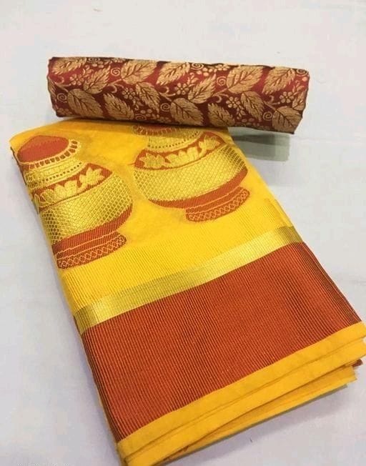 Ethnic Tussar Silk Saree With 2 Piece Of Blouses