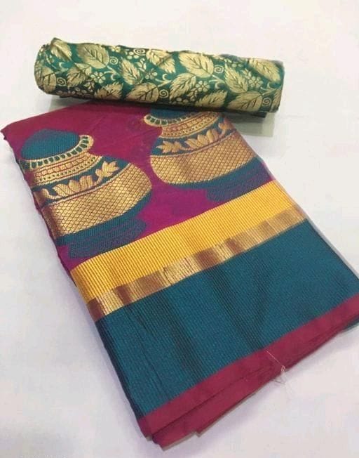 Ethnic Tussar Silk Saree With 2 Piece Of Blouses