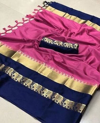 Fabulous Hathi Design Cotton Silk Saree