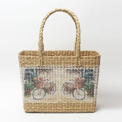 HabereIndia - Picnic baskets/ decorative storage baskets/clothes storage baskets for shelves which are perfect alternatives to wicker storage baskets/ Use this natural Straw/dry grass/Seagrass/Kouna Grass basket as baby clothes basket/under shelf storage basket