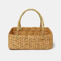 Gift hamper baskets/ decorative storage baskets/ clothes storage baskets/ Fruit baskets/ Pet Basket/ Picnic Basket/ for shelves which are perfect alternatives to wicker storage baskets/ Use this natural Straw/dry grass/Seagrass/Kouna Grass basket as baby clothes basket/under shelf toy storage basket (Shape Rectangular)