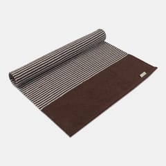 Habere India-All the Cultures Fabricating India - Handmade/Handloom 100% Cotton Striped Carpet & Bedside Runner, Also for Yoga/Exercise (Brown)