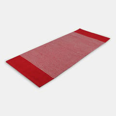 Habere India-All the Cultures Fabricating India - Handmade/Handloom 100% Cotton Striped Carpet & Bedside Runner, Also for Yoga/Exercise (Red)