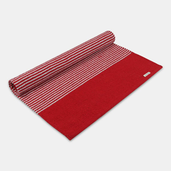 Habere India-All the Cultures Fabricating India - Handmade/Handloom Striped Yoga/Exercise Rugs (Red)