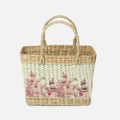 HabereIndia - Picnic baskets/ decorative storage baskets/clothes storage baskets for shelves which are perfect alternatives to wicker storage baskets/ Use this natural Straw/Dry grass/Seagrass/Kouna Grass basket as baby clothes basket/under shelf storage basket