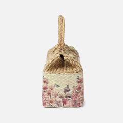 Habere India-All the Cultures Fabricating India Picnic Gift Baskets/Decorative Storage Baskets/Clothes Storage Baskets (Cream Blossom Flower)