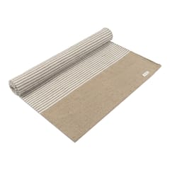 Habere India-All the Cultures Fabricating India - Handmade/Handloom 100% Cotton Striped Carpet & Bedside Runner, Also for Yoga/Exercise (Beige)