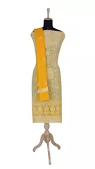Rohia by Chhangamal Hand Embroidered Yellow Georgette Unstiched Chikan Suit Length(Kurta 2.5 M, Bottom 2 M, Dupatta 2.15 M)