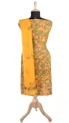 Rohia by Chhangamal Hand Embroidered Golden Georgette Chikan Kurti(Kurta 2.5 M, Bottom 2 M, Dupatta 2.15 M)