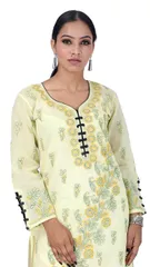 Rohia by Chhangamal Women's Hand Embroidered Pale Green Cotton Chikan Kurti