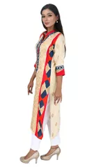 Rohia by Chhangamal Women's Hand Embroidered Multi Colour Rayon Chikan Kurti