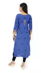 Rohia by Chhangamal Women's Hand Embroidered Navy Blue Chikan Kurti