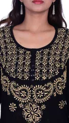 Rohia by Chhangamal Hand Embroidered Black Cotton Chikan Kurti