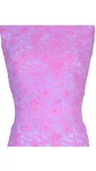 Rohia by Chhangamal Hand Embroidered Pink Georgette Unstiched Chikan Kurti Length(Kurta 2.5 M, Bottom 2 M, Dupatta 2.15 M)