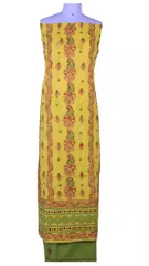 Rohia by Chhangamal Hand Embroidered Yellow Cotton Chikan Suit length(Kurta 2.5 M, Bottom 2 M, Dupatta 2.15 M)