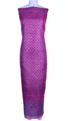 Rohia by Chhangamal Hand Embroidered Tusser Silk Purple Chikan Suit Length(Kurta 2.5 M, Bottom 2 M, Dupatta 2.15 M)