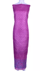 Rohia by Chhangamal Hand Embroidered Tusser Silk Purple Chikan Suit Length(Kurta 2.5 M, Bottom 2 M, Dupatta 2.15 M)