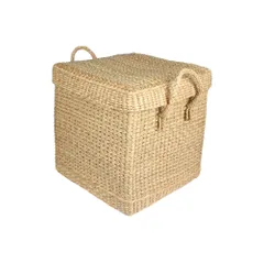 Laundry basket online with lid/Clothes basket/ Natural jute laundry basket for baby clothes storage and best alternative to bamboo laundry basket/rattan washing basket