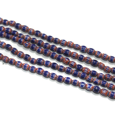 Chevron Designer Oval Beads Size 6x5 mm, Pack Of 2 StringS
