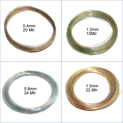 4 Sizes Nylon Thread Combo For Jewellery Making (Size 0.4mm, 0.8mm, 1.2mm, 1.5mm)
