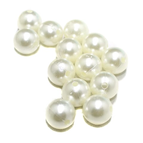50 Pcs Acrylic Pearl Beads Off White 16mm