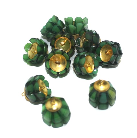 Green Takkar Work Earring Components 15x18mm, 10 Pcs