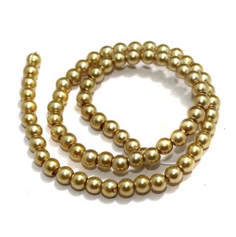 6mm Golden Glass Pearl Beads 1 String