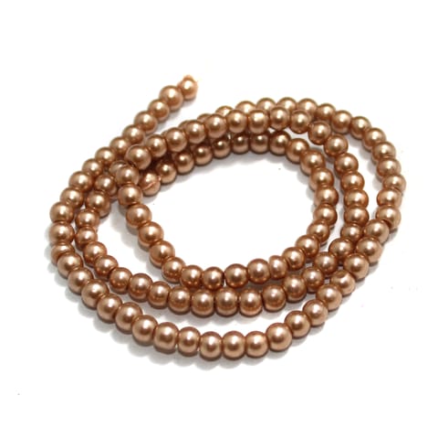 4mm Coffee Glass Pearl Beads 1 String