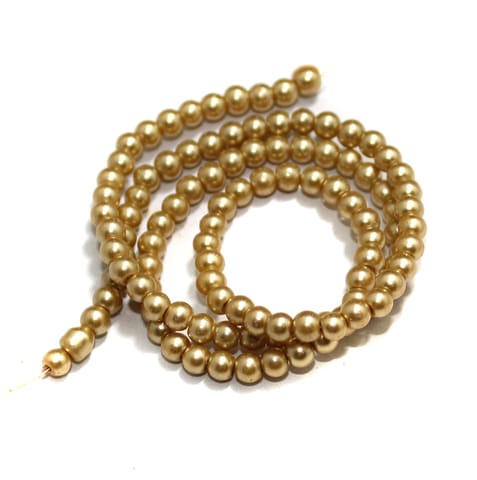4mm Golden Glass Pearl Beads 1 String