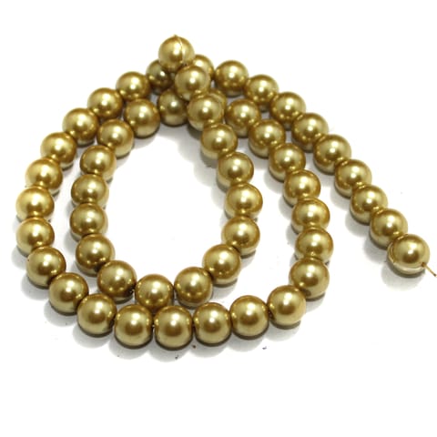8mm Golden Glass Pearl Beads 1 String