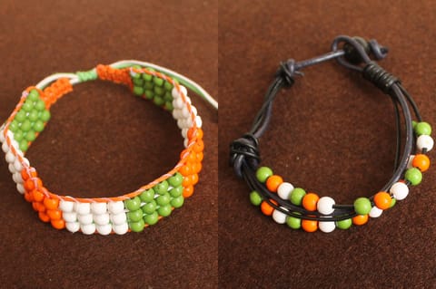 Adjustable Independence/Republic Day Indian Flag Tri-Colour Bracelets 2 Pcs Combo