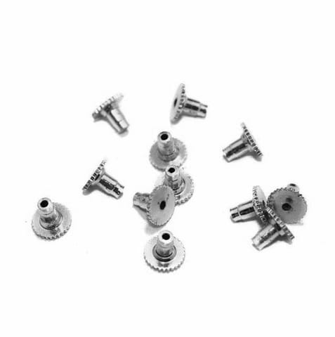 20 Pcs Brass Earrings Post Back Push Silver 8mm