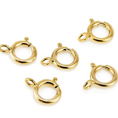 10 Pcs,16mm Korean Golden Brass Spring Ring Clasps