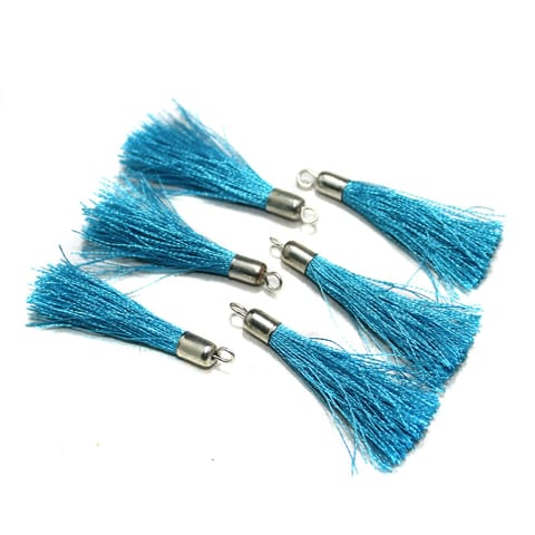 100 Pcs Silk Thread Tassels Turquoise, Size 2 Inches